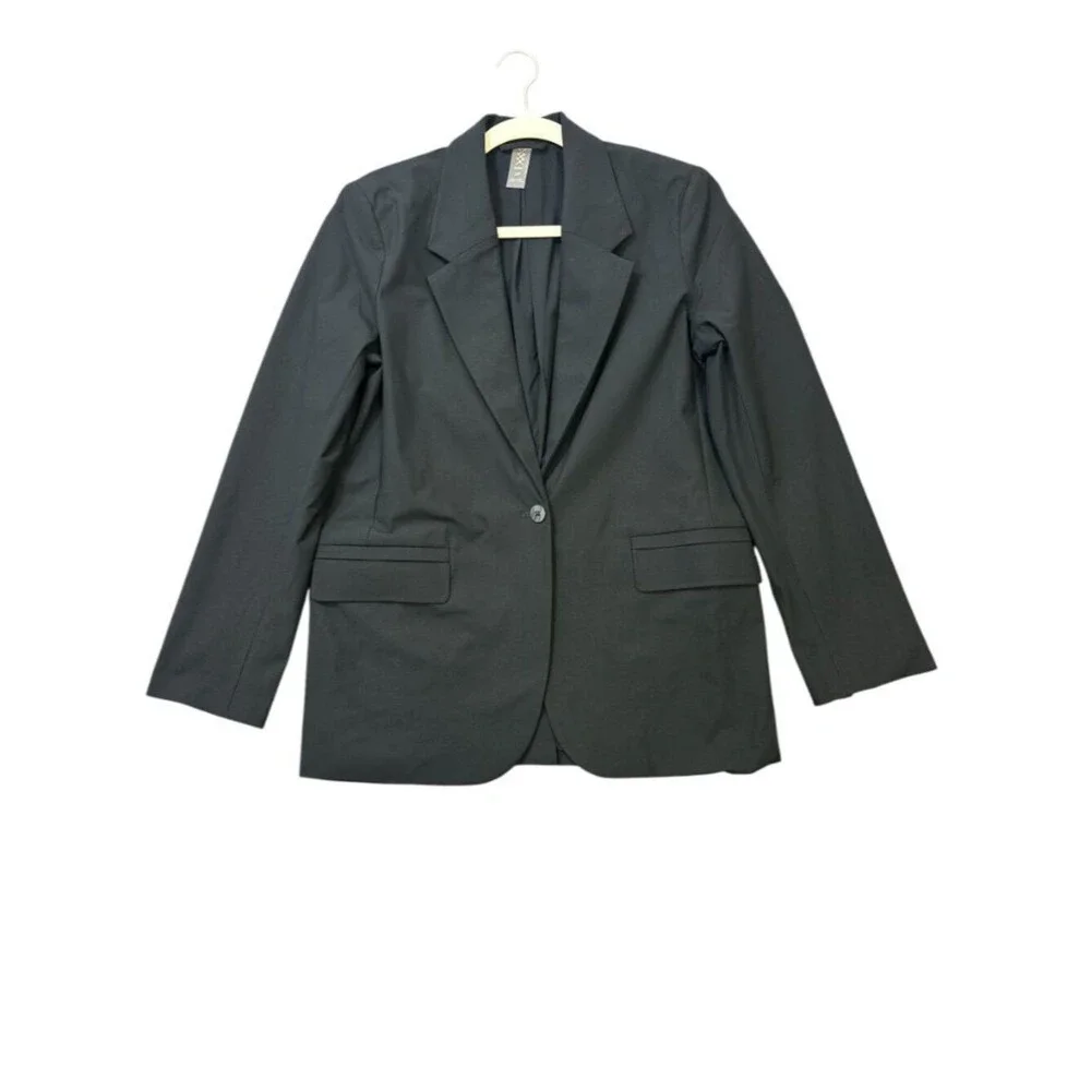 Rhone Commuter Boyfriend Blazer Women's Sz S One Button Jacket Black Career